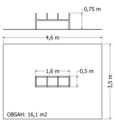 Lavice s ručkami MOSW-009 - Plánek